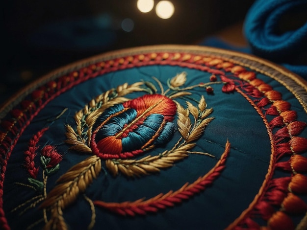 detal haftu z metaliczną nicią